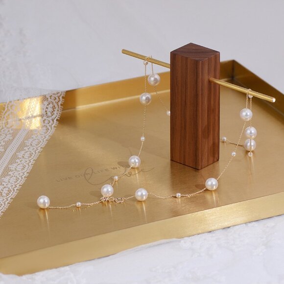 NEW 14K Gold Plated Pearl Station Necklace - Picture 14 of 14